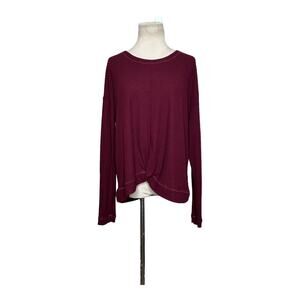 Eyeshadow red wine long sleeves front twist sweater size large